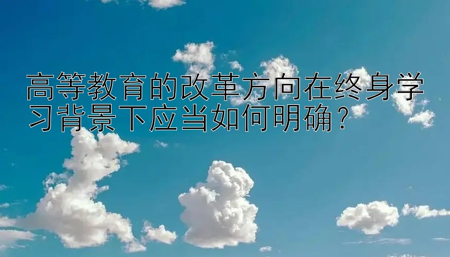 高等教育的改革方向在终身学习背景下应当如何明确？