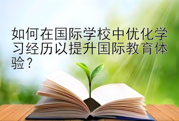 如何在国际学校中优化学习经历以提升国际教育体验？