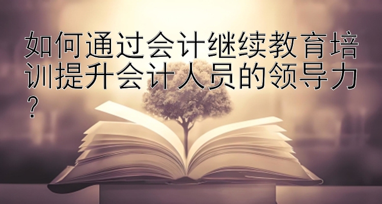 如何通过会计继续教育培训提升会计人员的领导力？