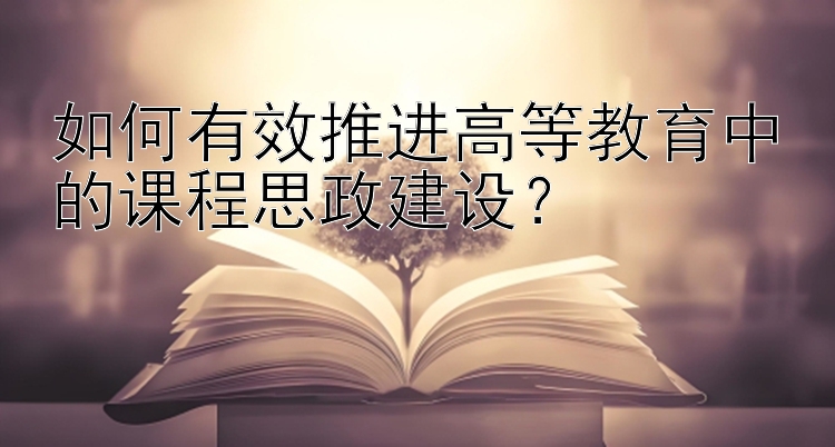 如何有效推进高等教育中的课程思政建设？